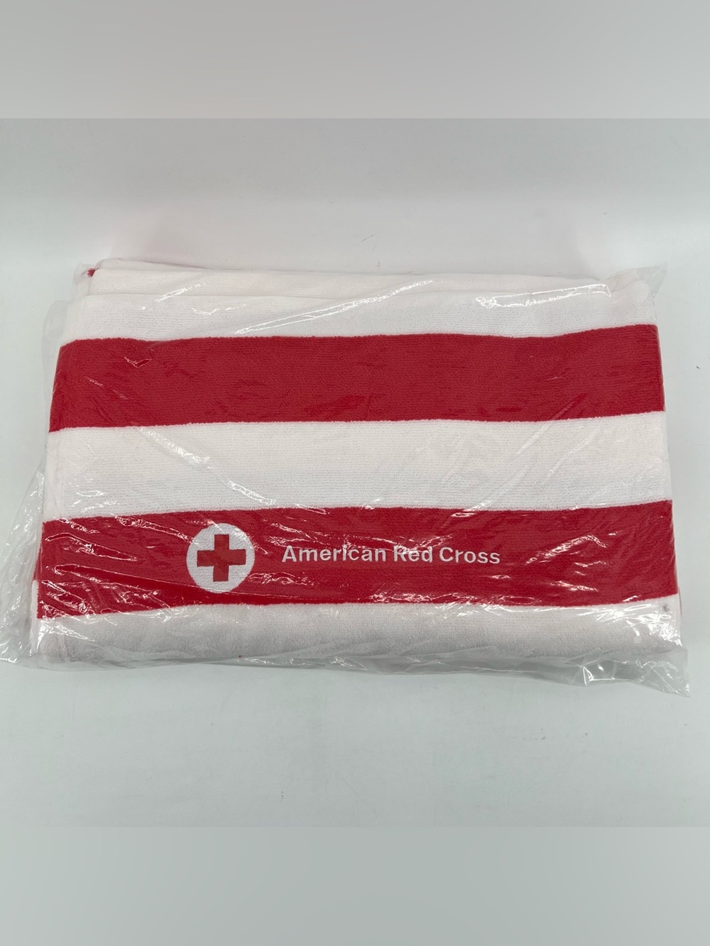 American Red Cross Beach Towel Oversized 40" x 70" Red & White Stripe Microfiber